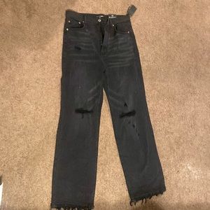 Black straight leg jeans